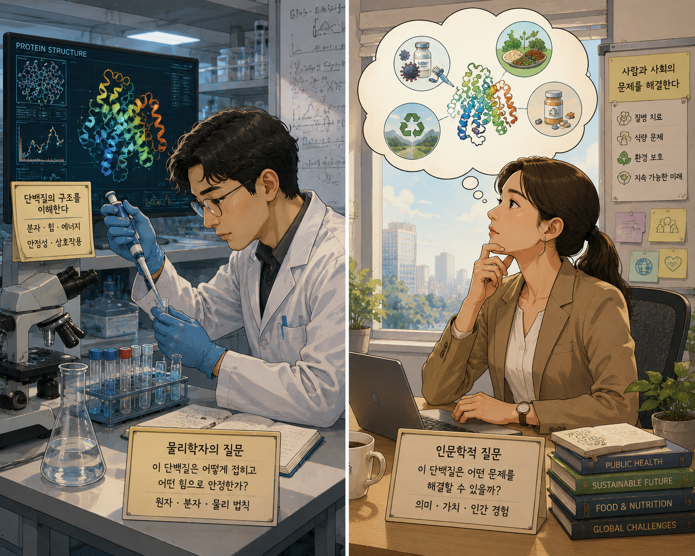 단백질을 대하는 서로 다른 관점
