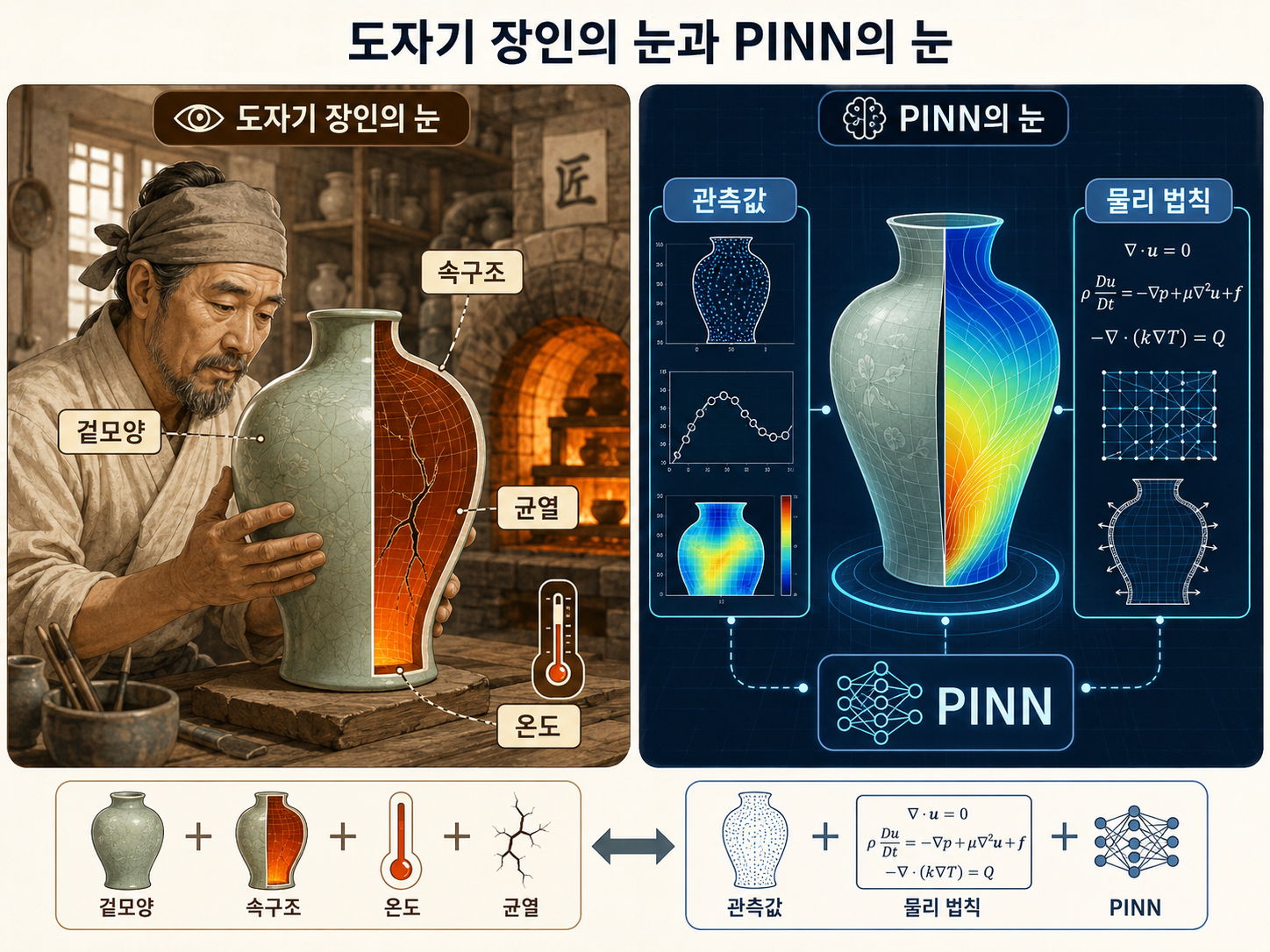 도자기 장인의 눈과 PINN의 눈