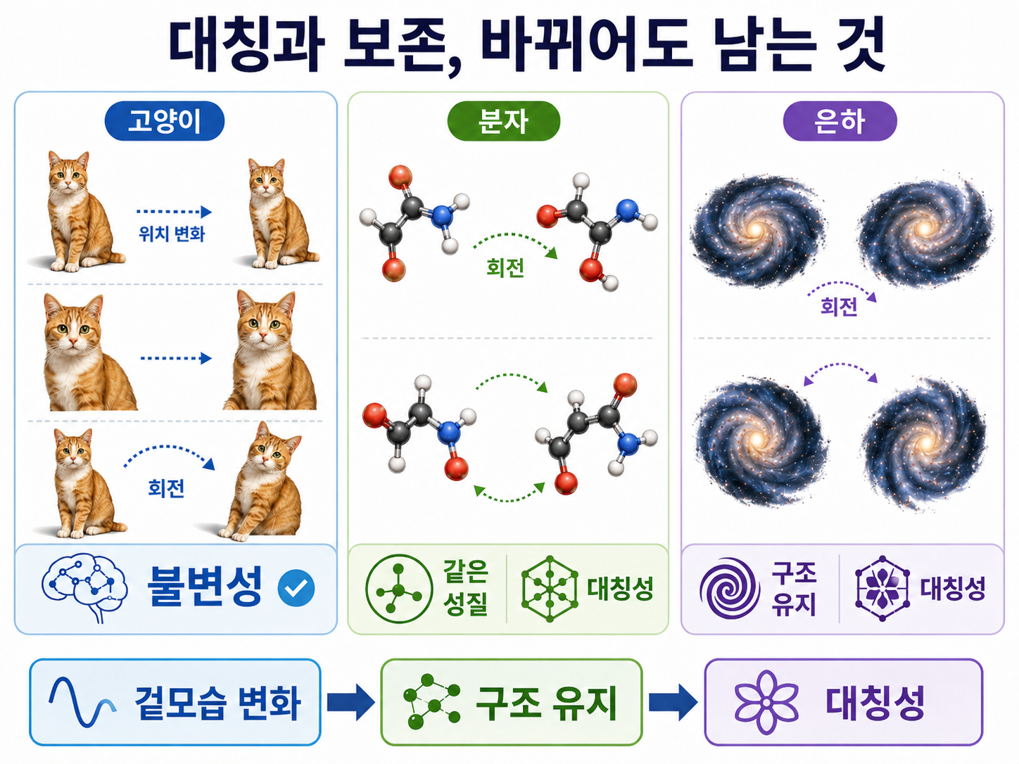 대칭성과 보존 법칙, 바뀌어도 남는 것