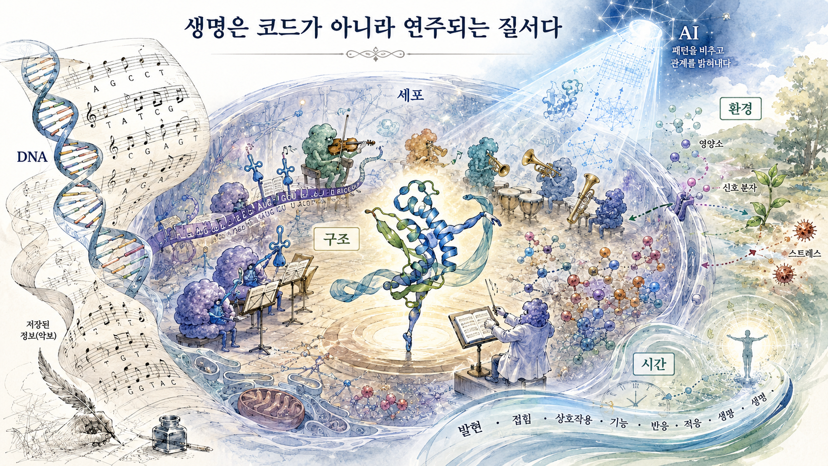 생명은 코드가 아니라 연주되는 질서다