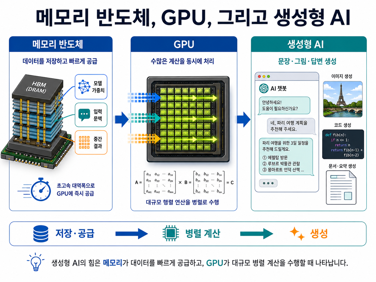 GPU와 고대역폭 메모리가 생성형 AI의 계산 흐름을 떠받치는 구조