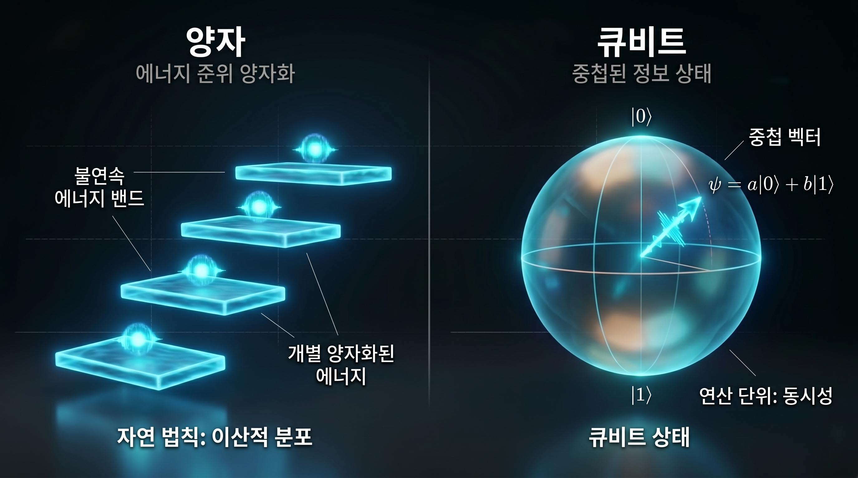 전자 에너지의 양자화와 큐비트 상태