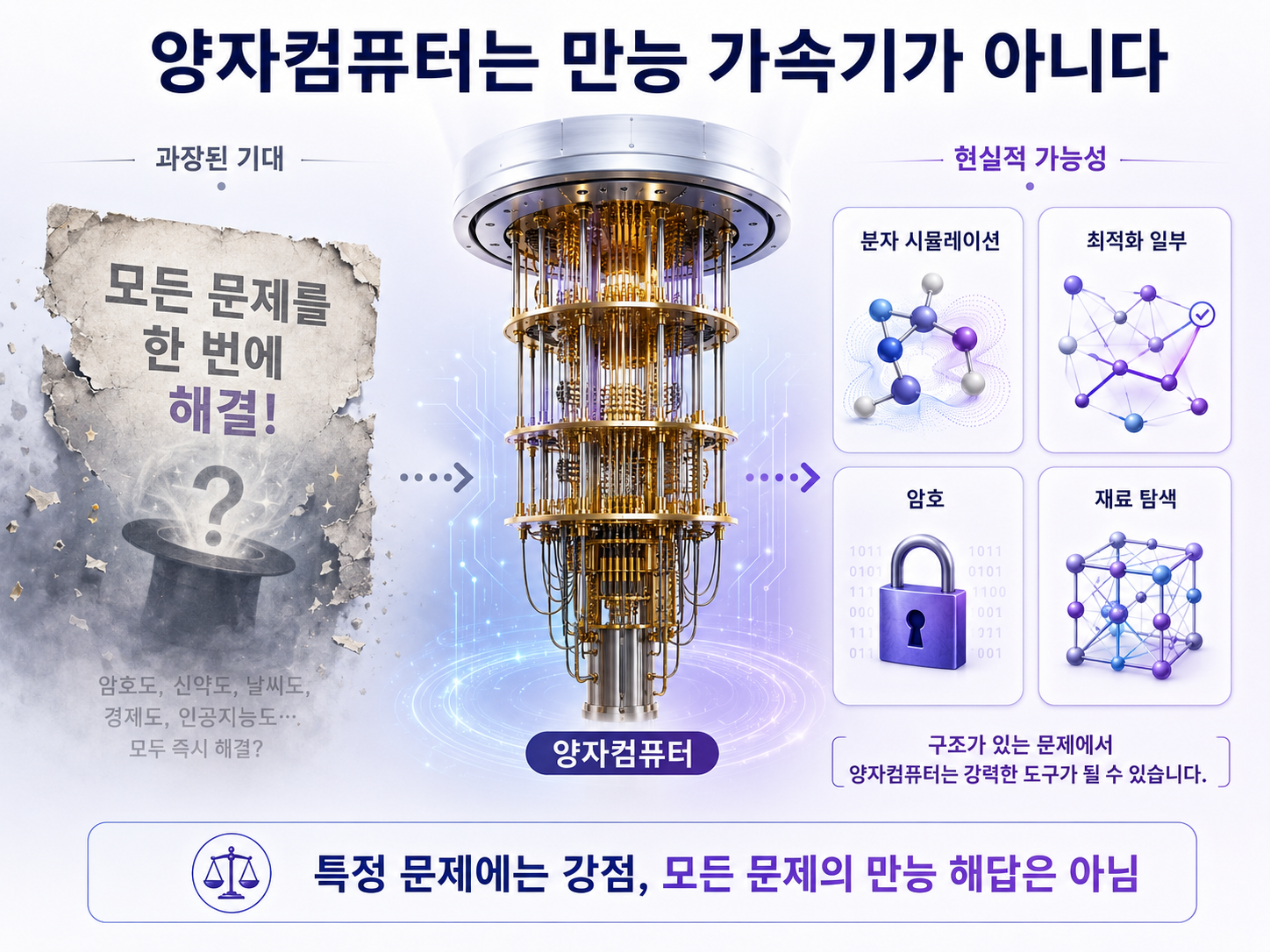 양자컴퓨터는 모든 문제를 빠르게 푸는 만능 가속기가 아니라 특정 구조의 문제에서 힘을 발휘한다